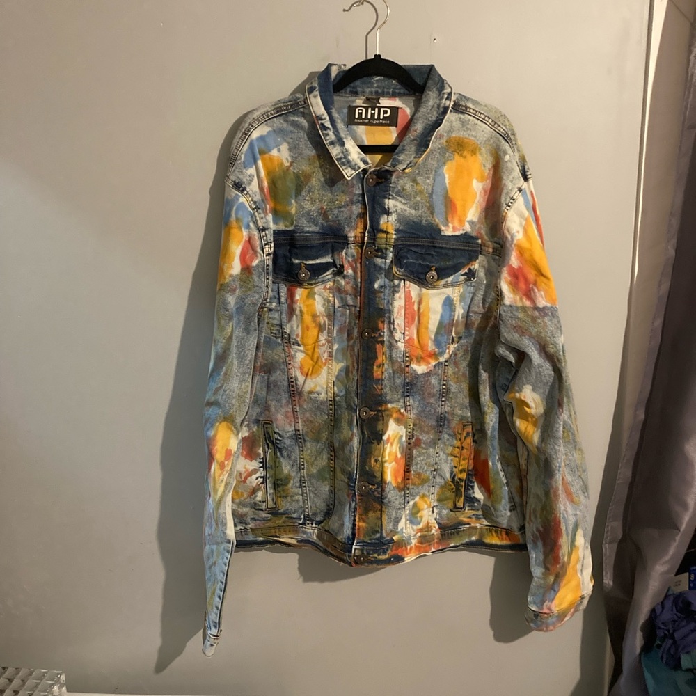 Another hype piece denim jean jacket size 4XL unique distressed AHP